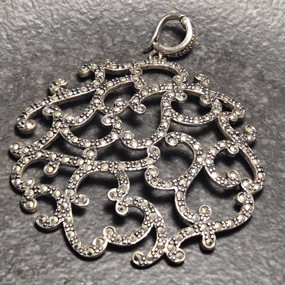 Large marcasite Sterling Silver 925 Pendant
